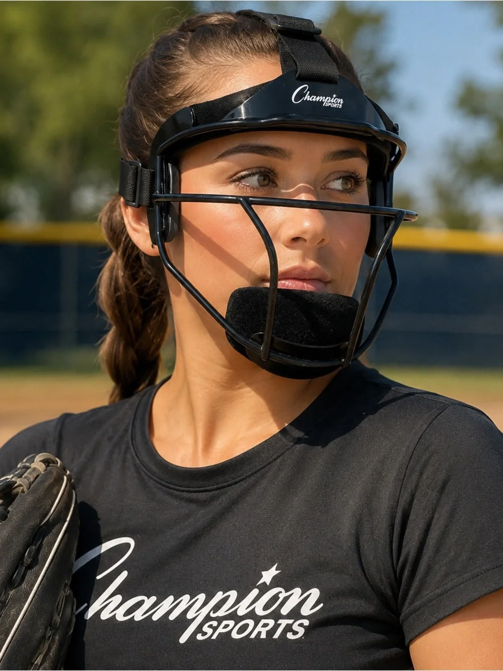 Champion Sports Softball Women's Facemask Black Lightweight Adjustable